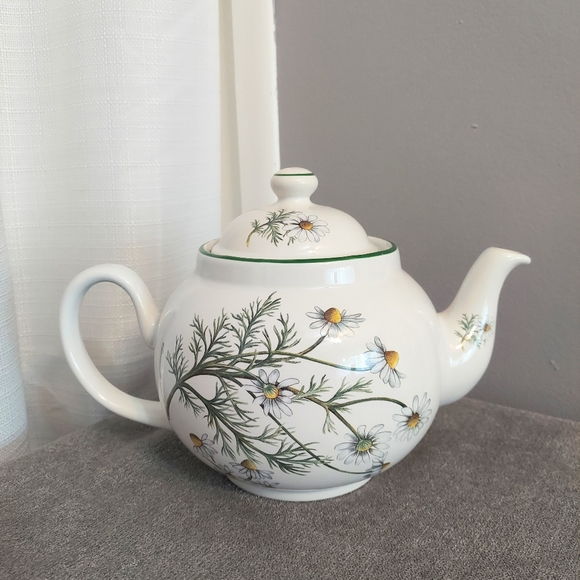 Royal Caldone Floral Teapot Botanical Chamomile Dogwood England Cottage - Picture 1 of 11